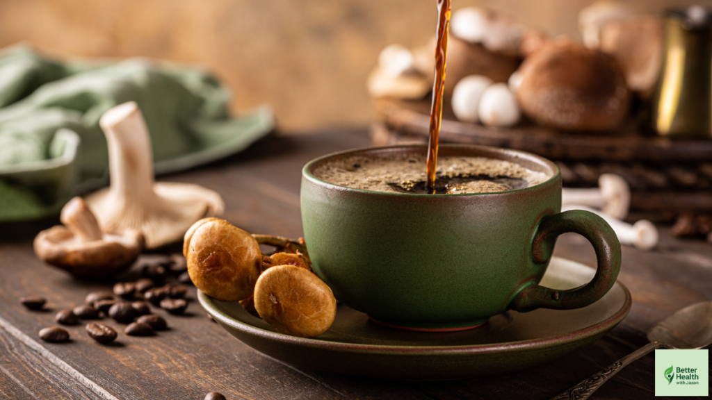Coffee with mushrooms representing LiveGood Organic Coffee ingredients